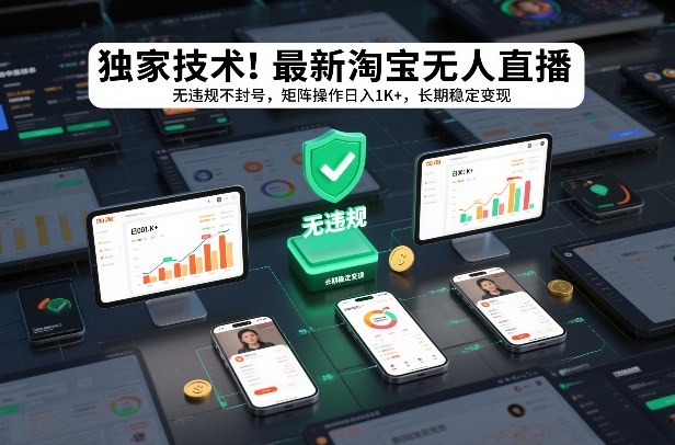 独家技术！最新淘宝无人直播：无违规不封号，矩阵操作日入1K+，长期稳定变现祝你网-副业赚钱-互联网创业-资源整合祝你网