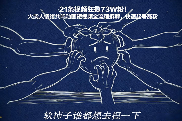 21条视频狂揽73W粉！火柴人情绪共鸣动画短视频全流程拆解，快速起号涨粉祝你网-副业赚钱-互联网创业-资源整合祝你网