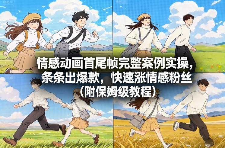 情感动画首尾帧完整案例实操，条条出爆款，快速涨情感粉丝（附保姆级教程）祝你网-副业赚钱-互联网创业-资源整合祝你网