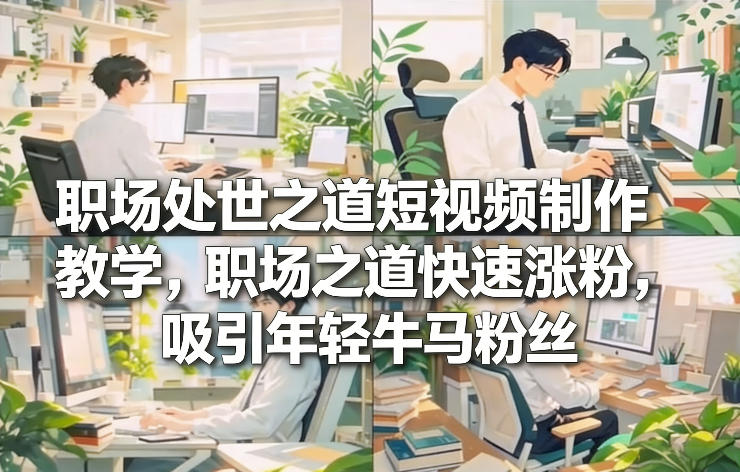 职场处世之道短视频制作教学，职场之道快速涨粉，吸引年轻牛马粉丝祝你网-副业赚钱-互联网创业-资源整合祝你网