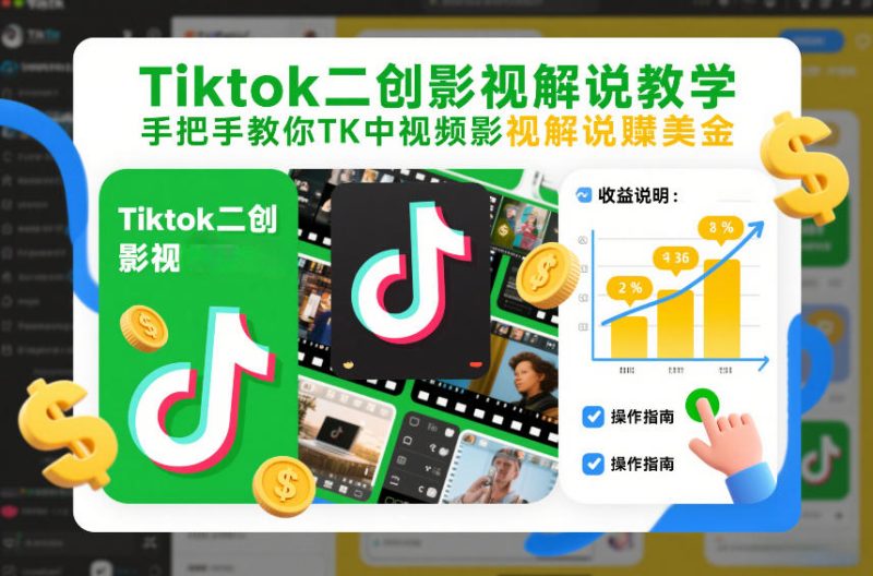 Tiktok二创影视解说教学，手把手教你TK中视频影视解说賺美金（更新26年1月）祝你网-副业赚钱-互联网创业-资源整合祝你网