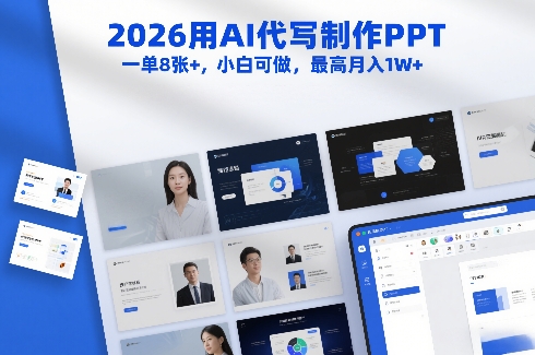 2026用AI代写制作PPT，一单8张+，小白可做，最高月入1W+祝你网-副业赚钱-互联网创业-资源整合祝你网