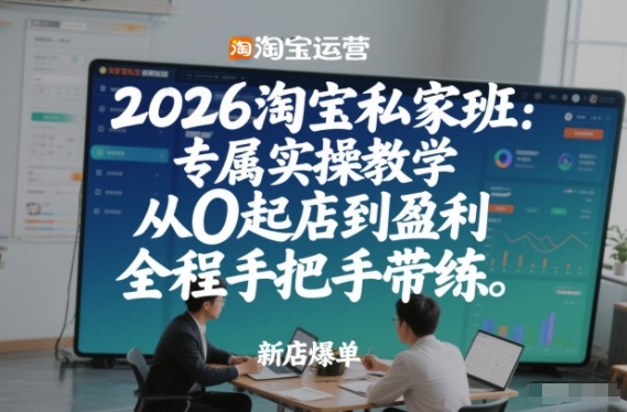 2026淘宝私家班：专属实操教学，从0起店到盈利，全程手把手带练祝你网-副业赚钱-互联网创业-资源整合祝你网