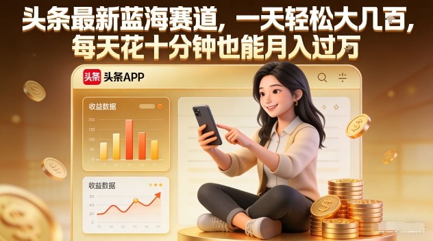 头条最新蓝海赛道，一天轻松大几张，每天花十分钟也能月入过1W祝你网-副业赚钱-互联网创业-资源整合祝你网