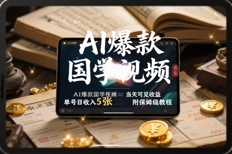AI爆款国学视频，独家起号方法，小白直接上手，当天可见收益，单号日收入5张+附保姆级教程祝你网-副业赚钱-互联网创业-资源整合祝你网