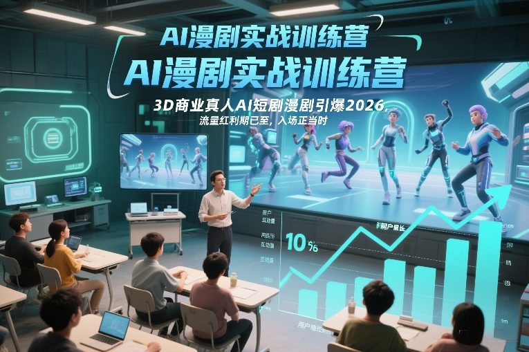 AI漫剧实战训练营，3D商业真人AI短剧漫剧引爆2026，流量红利期已至，入场正当时祝你网-副业赚钱-互联网创业-资源整合祝你网