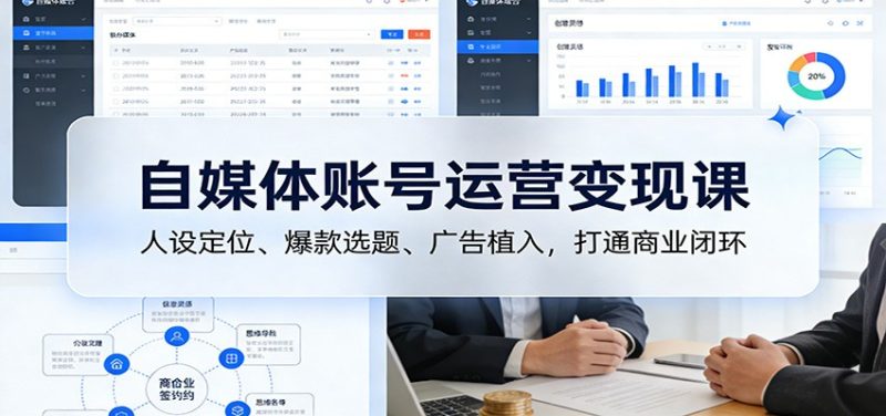 246a5341db5a0d1afb267c6d8c23ab42-800x376.jpeg 自媒体账号运营变现课:人设定位、爆款选题、广告植入,打通商业闭环