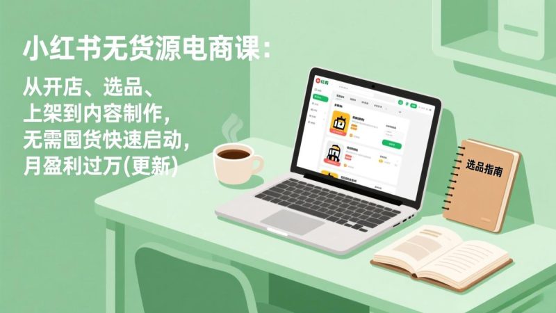 小红书无货源电商课：从开店、选品、上架到内容制作，无需囤货快速启动，月盈利过万(更新祝你网-副业赚钱-互联网创业-资源整合祝你网