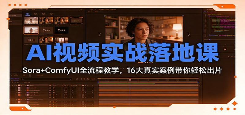 AI视频实战落地课：Sora+ComfyUI全流程教学，16大真实案例带你轻松出片祝你网-副业赚钱-互联网创业-资源整合祝你网