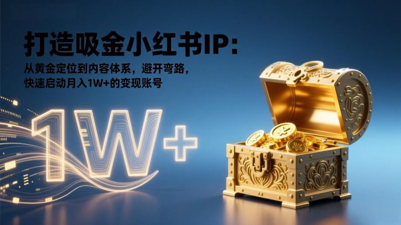 打造吸金小红书IP：从黄金定位到内容体系，避开弯路，快速启动月入1W+的变现账号祝你网-副业赚钱-互联网创业-资源整合祝你网