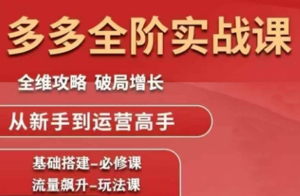 大炮·拼多多全阶实战课程(更新2026)祝你网-副业赚钱-互联网创业-资源整合祝你网