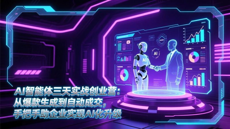 AI智能体三天实战创业营：从爆款生成到自动成交，手把手助企业实现AI化升级祝你网-副业赚钱-互联网创业-资源整合祝你网