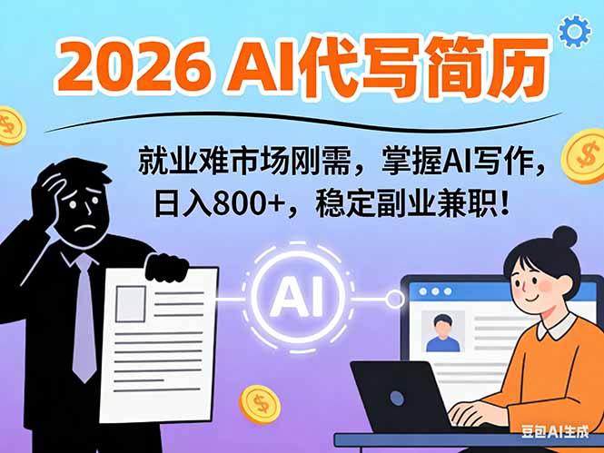 AI代写简历,超暴利,用万能模板月入1-3万实战教程,2026年市场刚需!祝你网-副业赚钱-互联网创业-资源整合祝你网