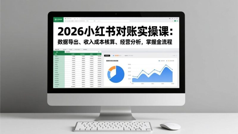 2026小红书对账实操课：数据导出、收入成本核算、经营分析，掌握全流程祝你网-副业赚钱-互联网创业-资源整合祝你网