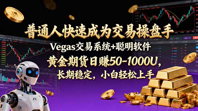 普通人快速成为交易操盘手 Vegas交易系统+聪明软件 ， 黄金期货日赚50-1000U， 长期稳定，小…祝你网-副业赚钱-互联网创业-资源整合祝你网
