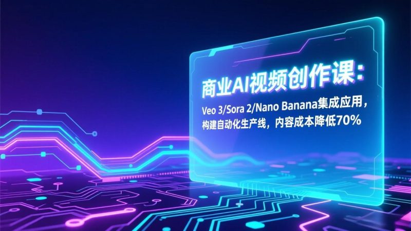 商业AI视频创作课：Veo 3/Sora 2/Nano Banana集成应用，构建自动化生产线，内容成本降低70%祝你网-副业赚钱-互联网创业-资源整合祝你网