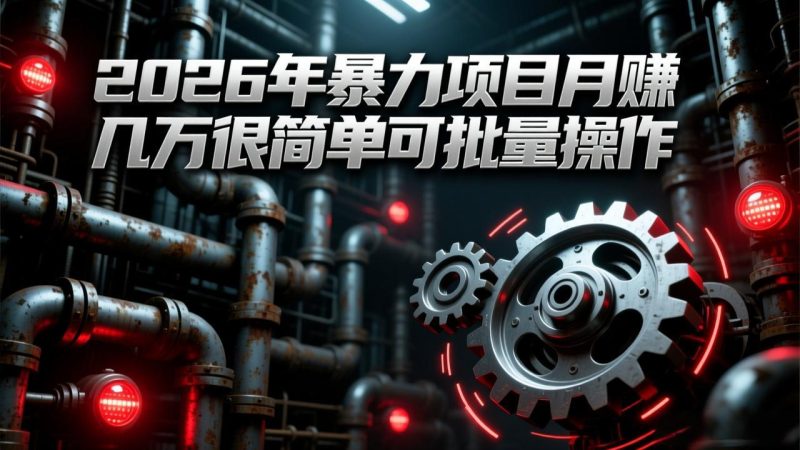 2026年暴力项目月赚几万很简单可批量操作，成本低，利润大祝你网-副业赚钱-互联网创业-资源整合祝你网