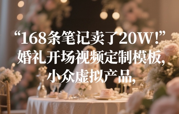 168条笔记卖了20W！婚礼开场视频定制模板，小众虚拟产品祝你网-副业赚钱-互联网创业-资源整合祝你网