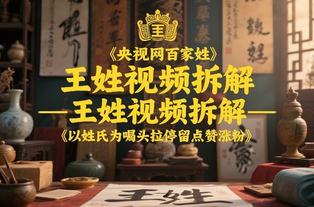 央视网百家姓–王姓视频拆解，以姓氏为噱头拉停留点赞涨粉祝你网-副业赚钱-互联网创业-资源整合祝你网