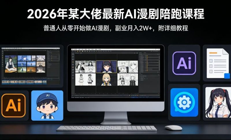 26年某大佬最新Ai漫剧陪跑课程，普通人从零开始做AI漫剧，副业月入2W+祝你网-副业赚钱-互联网创业-资源整合祝你网