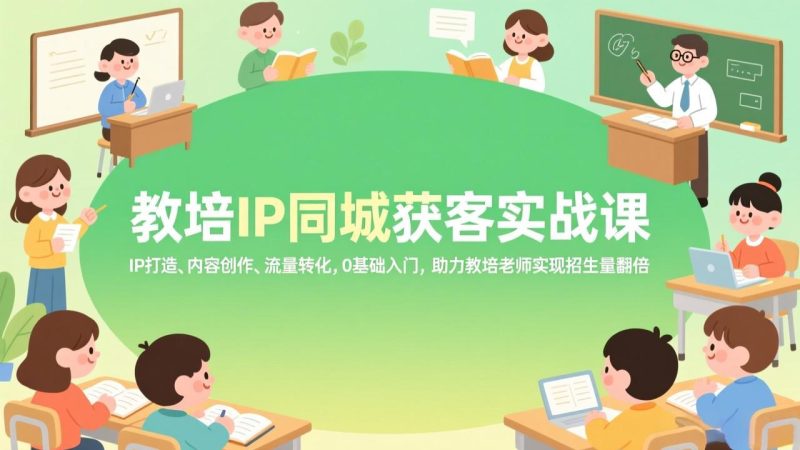 教培IP同城获客实战课，IP打造、内容创作、流量转化，0基础入门，助力教培老师实现招生量翻倍祝你网-副业赚钱-互联网创业-资源整合祝你网