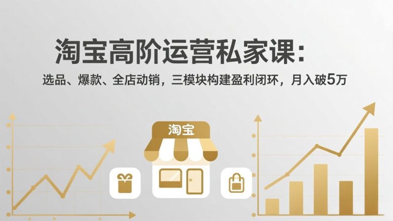 淘宝高阶运营私家课：选品、爆款、全店动销，三模块构建盈利闭环，月入破5万(更新26年2月祝你网-副业赚钱-互联网创业-资源整合祝你网