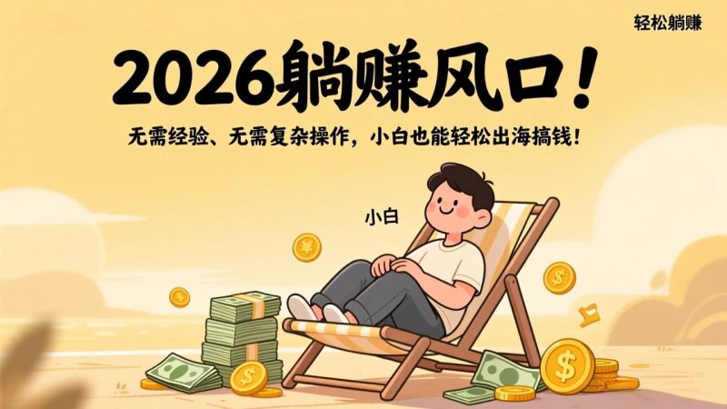 2026躺赚风口！无需经验、无需复杂操作，小白也能轻松出海搞钱！祝你网-副业赚钱-互联网创业-资源整合祝你网