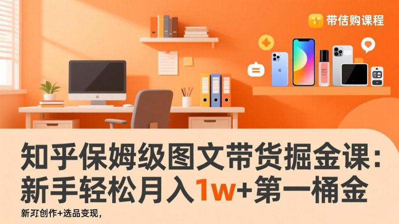 知乎保姆级图文带货掘金课：账号打造+爆文创作+选品变现，新手轻松月入1w+第一桶金祝你网-副业赚钱-互联网创业-资源整合祝你网