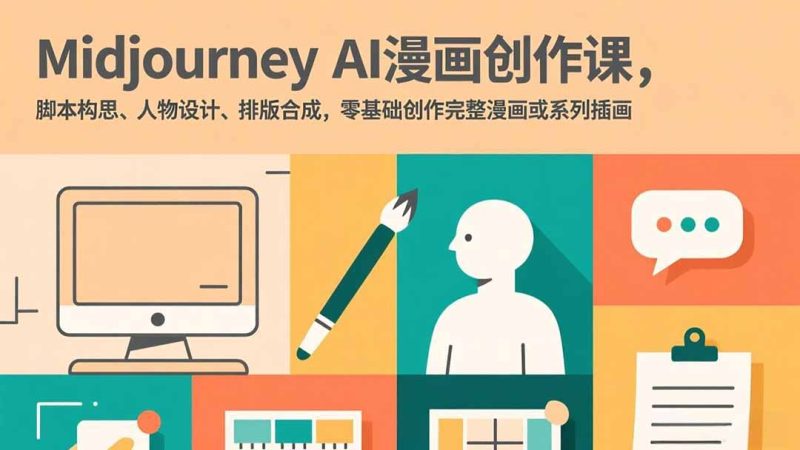 Midjourney AI漫画创作课，脚本构思、人物设计、排版合成，零基础创作完整漫画或系列插画祝你网-副业赚钱-互联网创业-资源整合祝你网