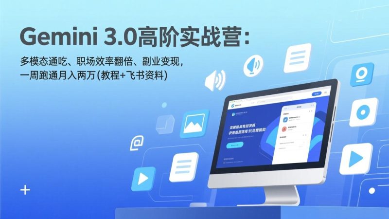Gemini 3.0高阶实战营：多模态通吃、职场效率翻倍、副业变现，一周跑通月入两万(教程+飞书资料祝你网-副业赚钱-互联网创业-资源整合祝你网