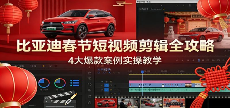 比亚迪春节短视频剪辑全攻略，4大爆款案例实操教学祝你网-副业赚钱-互联网创业-资源整合祝你网