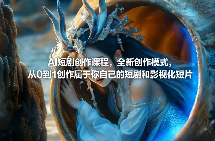 AI短剧创作课程，全新创作模式，从0到1创作属于你自己的短剧和影视化短片祝你网-副业赚钱-互联网创业-资源整合祝你网