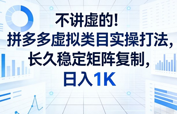 不讲虚的！拼多多虚拟类目实操打法，长久稳定矩阵复制，日入1K祝你网-副业赚钱-互联网创业-资源整合祝你网