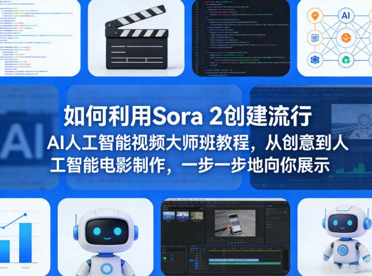 如何利用Sora 2创建流行AI人工智能视频大师班教程，从创意到人工智能电影制作，一步一步地向你展示祝你网-副业赚钱-互联网创业-资源整合祝你网