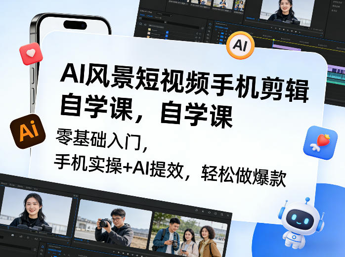 1-339.jpg AI风景短视频手机剪辑自学课,零基础入门,手机实操+AI提效,轻松做爆款