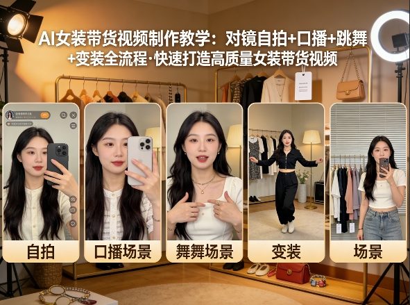 1-366.jpg AI女装带货视频制作教学,对镜自拍、口播、跳舞、变装全流程,快速打造高质量女装带货视频