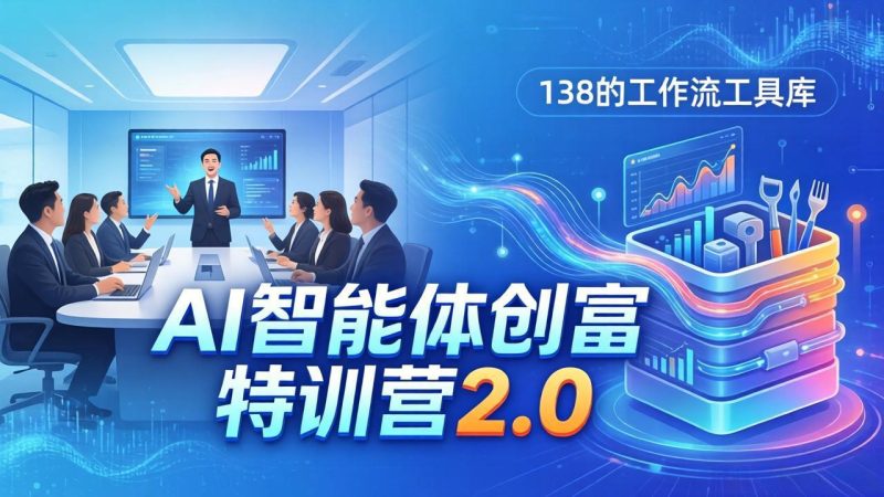 AI智能体创富训练营2.0：3天闭门直播+视频课+工具库，从0到1搭建智能体附138个工作流祝你网-副业赚钱-互联网创业-资源整合祝你网