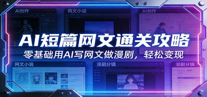 AI短篇网文通关攻略：零基础用AI写网文做漫剧，轻松变现祝你网-副业赚钱-互联网创业-资源整合祝你网