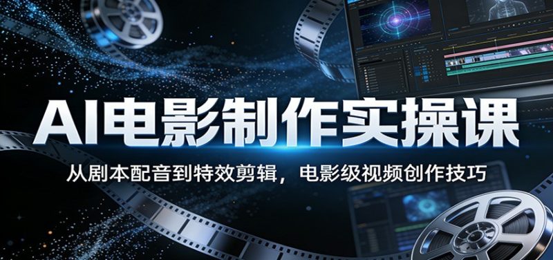 AI电影制作实操课：从剧本配音到特效剪辑，电影级视频创作技巧祝你网-副业赚钱-互联网创业-资源整合祝你网