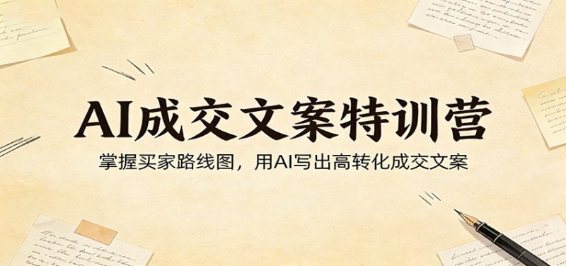 AI成交文案特训营：掌握买家路线图，用AI写出高转化成交文案祝你网-副业赚钱-互联网创业-资源整合祝你网