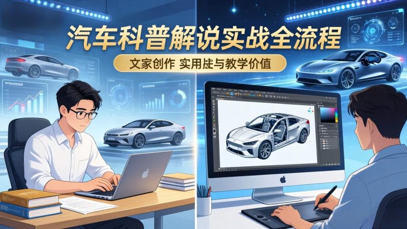 抖音汽车科普解说实战：文案+动画+画面处理+去水印全流程，打造专业汽车科普视频祝你网-副业赚钱-互联网创业-资源整合祝你网
