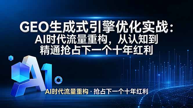 GEO 生成式引擎优化实战：AI时代流量重构，从认知到精通抢占下一个十年红利祝你网-副业赚钱-互联网创业-资源整合祝你网