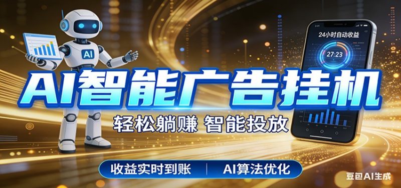 智能广告挂机新时代，利用碎片化时间实现稳定被动收益，AI帮你持续盈利祝你网-副业赚钱-互联网创业-资源整合祝你网