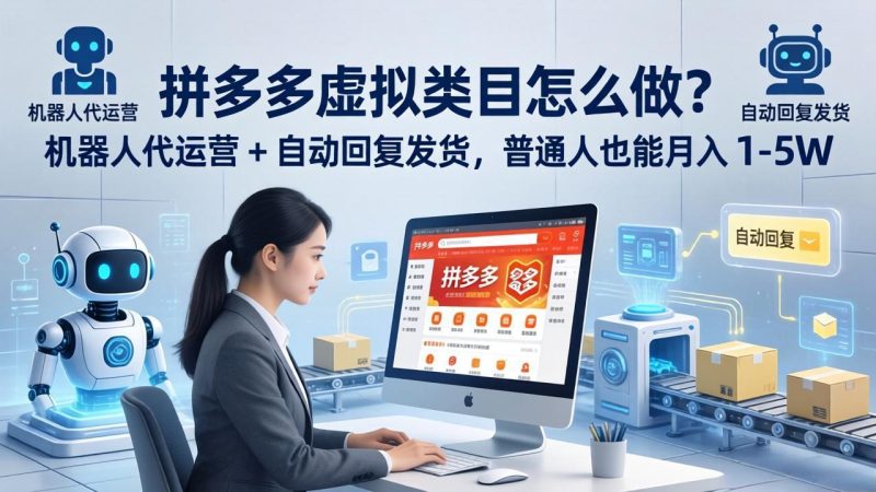 拼多多虚拟类目怎么做？机器人代运营 + 自动回复发货，普通人也能月入 1-5W祝你网-副业赚钱-互联网创业-资源整合祝你网