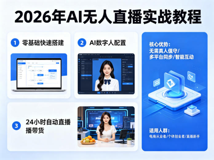 2026年AI无人直播实战教程，零基础也能快速搭建AI数字人无人直播间，实现24小时自动直播带货祝你网-副业赚钱-互联网创业-资源整合祝你网