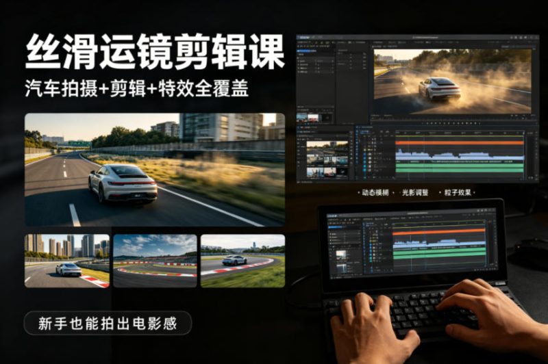 大叔丝滑运镜剪辑课，汽车拍摄+剪辑+特效全覆盖，新手也能拍出电影感祝你网-副业赚钱-互联网创业-资源整合祝你网