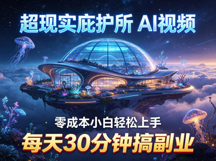 超现实庇护所AI视频项目拆解，零成本小白轻松上手，每天30分钟搞副业祝你网-副业赚钱-互联网创业-资源整合祝你网