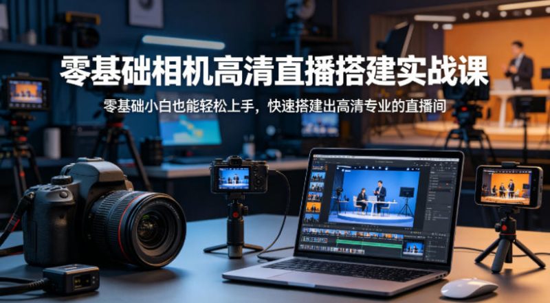 零基础相机高清直播间搭建实战课，小白也能轻松上手，快速搭建出高清专业的直播间祝你网-副业赚钱-互联网创业-资源整合祝你网