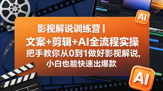 影视解说训练营｜文案+剪辑+AI全流程实操，把手教你从0到1做好影视解说，小白也能快速出爆款祝你网-副业赚钱-互联网创业-资源整合祝你网