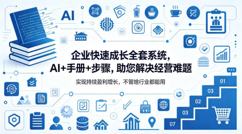 企业快速成长全套系统，AI+手册+步骤，助您解决经营难题，实现持续盈利增长，不管啥行业都能用祝你网-副业赚钱-互联网创业-资源整合祝你网